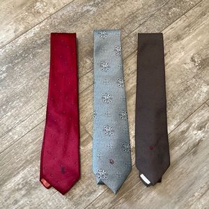 Christian Dior and  Yves Saint Laurent neck ties lot of three red gray